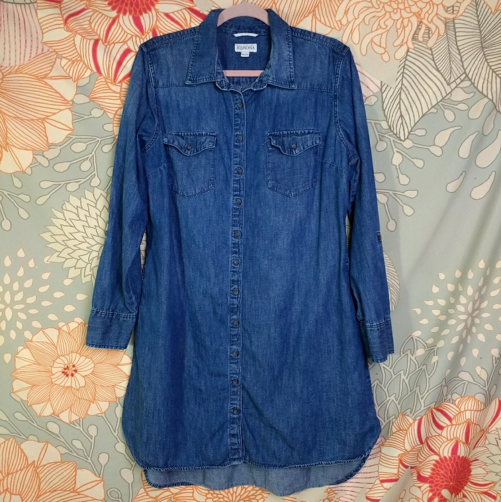 Merona Belted Blue Jean Denim Dress Extra Large